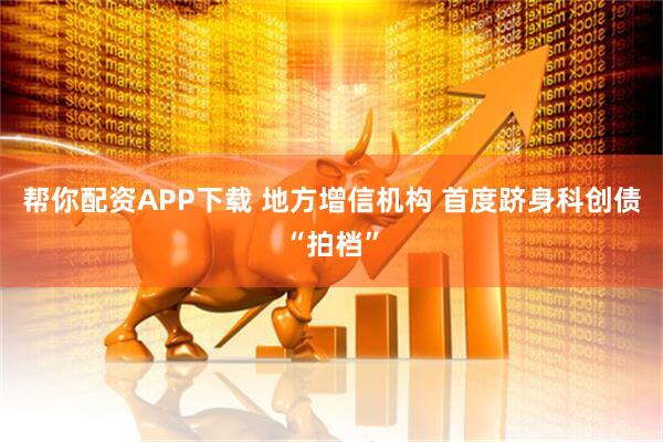 帮你配资APP下载 地方增信机构 首度跻身科创债“拍档”
