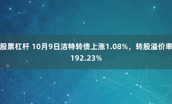 股票杠杆 10月9日洁特转债上涨1.08%，转股溢价率192.23%