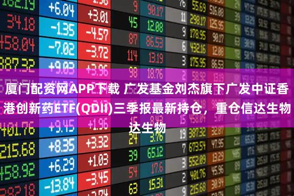 厦门配资网APP下载 广发基金刘杰旗下广发中证香港创新药ETF(QDII)三季报最新持仓，重仓信达生物