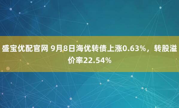 盛宝优配官网 9月8日海优转债上涨0.63%,转股溢价率22.54%